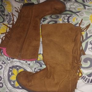 Justice Fringe Faux Leather Boots